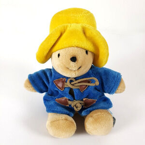 Vintage PADDINGTON BEAR Plush by Eden Stuffed Animal Yellow Hat Blue Coat 9”